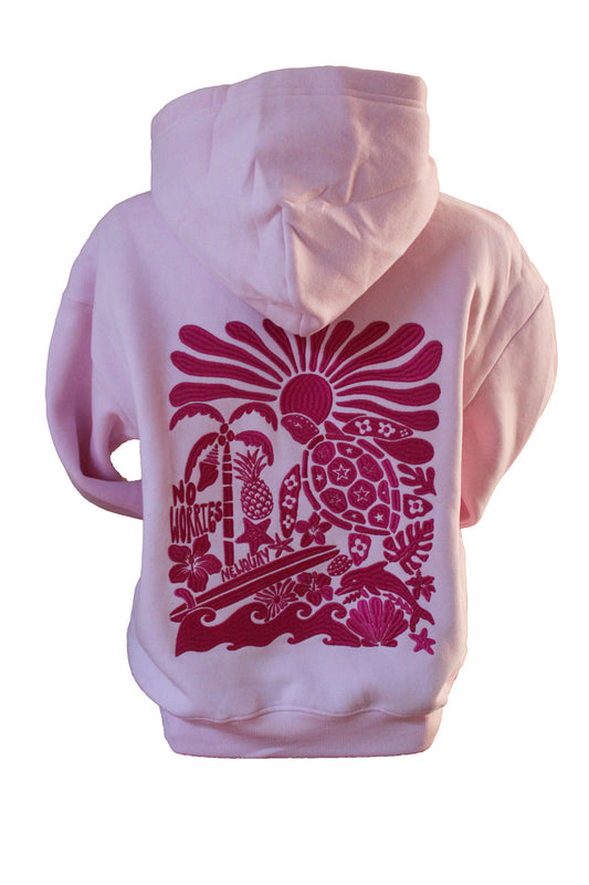 Adults Embroidered Island Bay Hoodie-Baby Pink