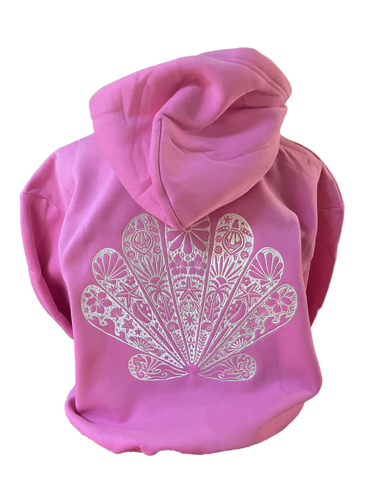 Adults Embroidered Clam Hoodie- Candyfloss Pink