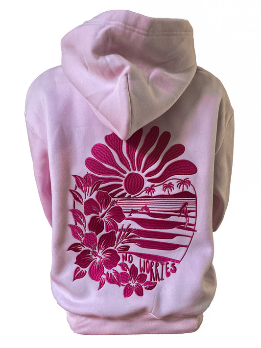 Adults Embroidered Tides Hoodie-Baby Pink