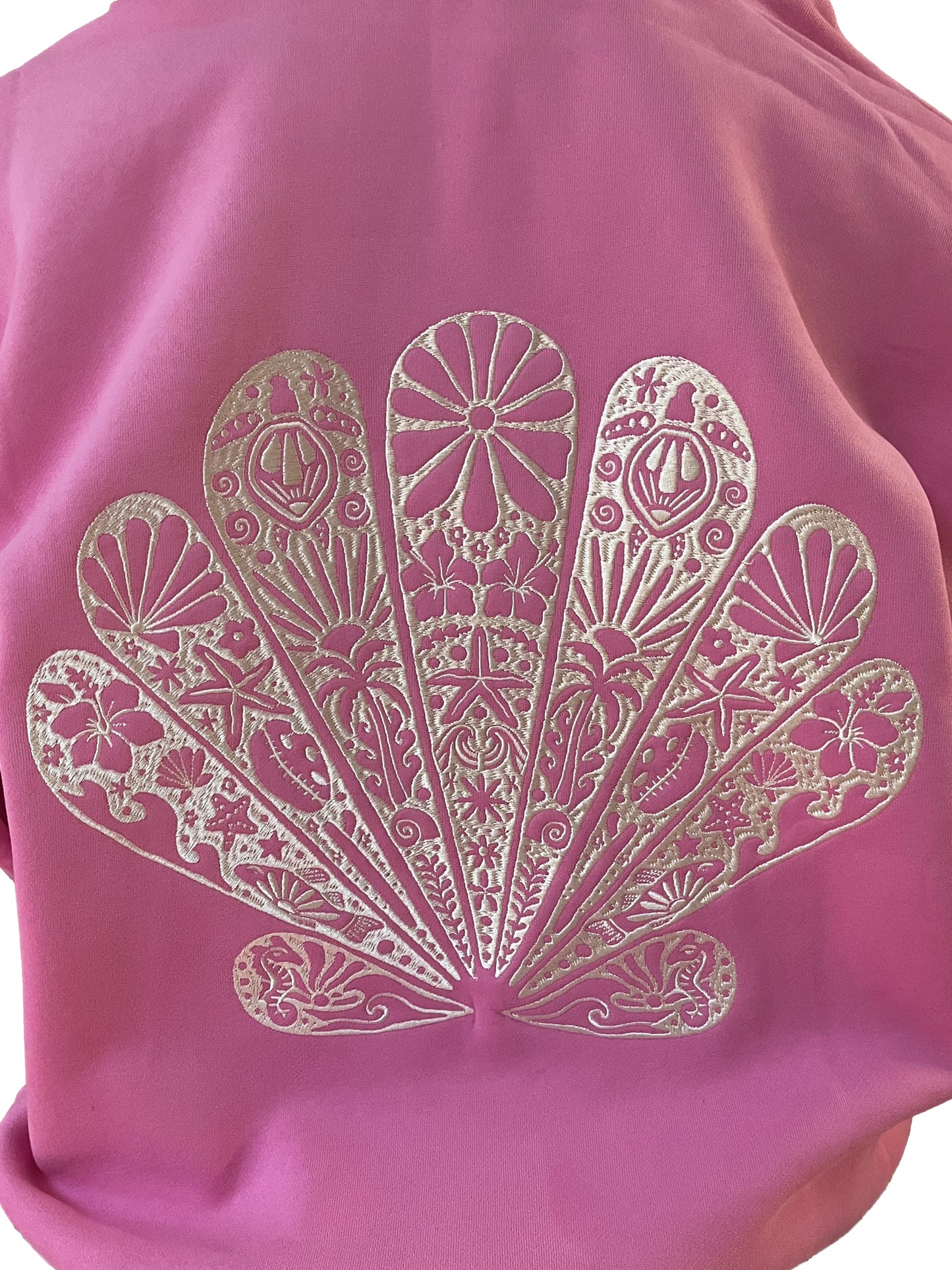 Adults Embroidered Clam Hoodie- Candyfloss Pink