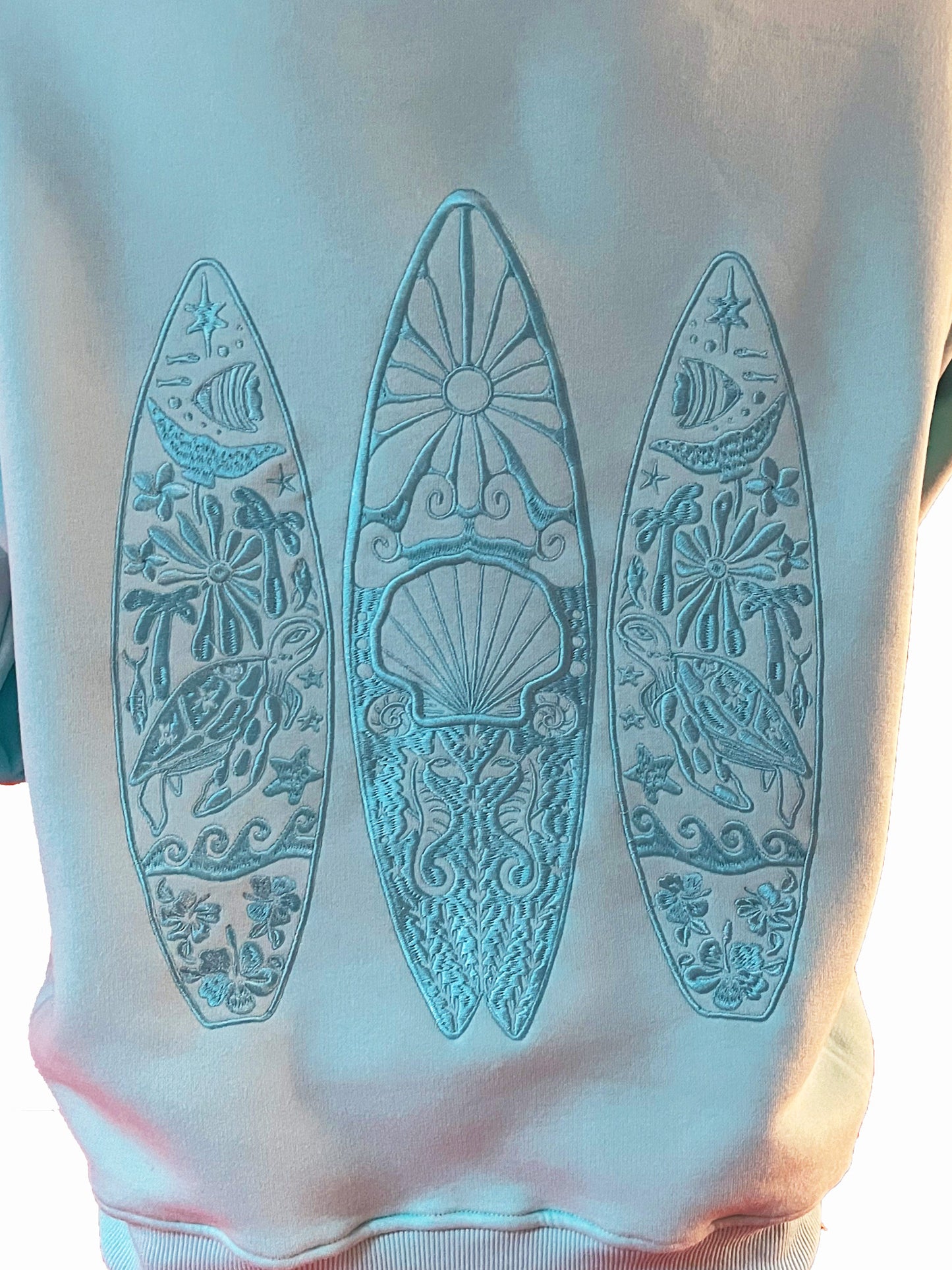 Adults Embroidered Shellscape Hoodie-Aqua