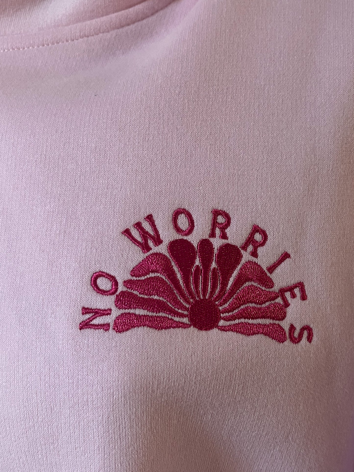 Adults Embroidered Tides Hoodie-Baby Pink