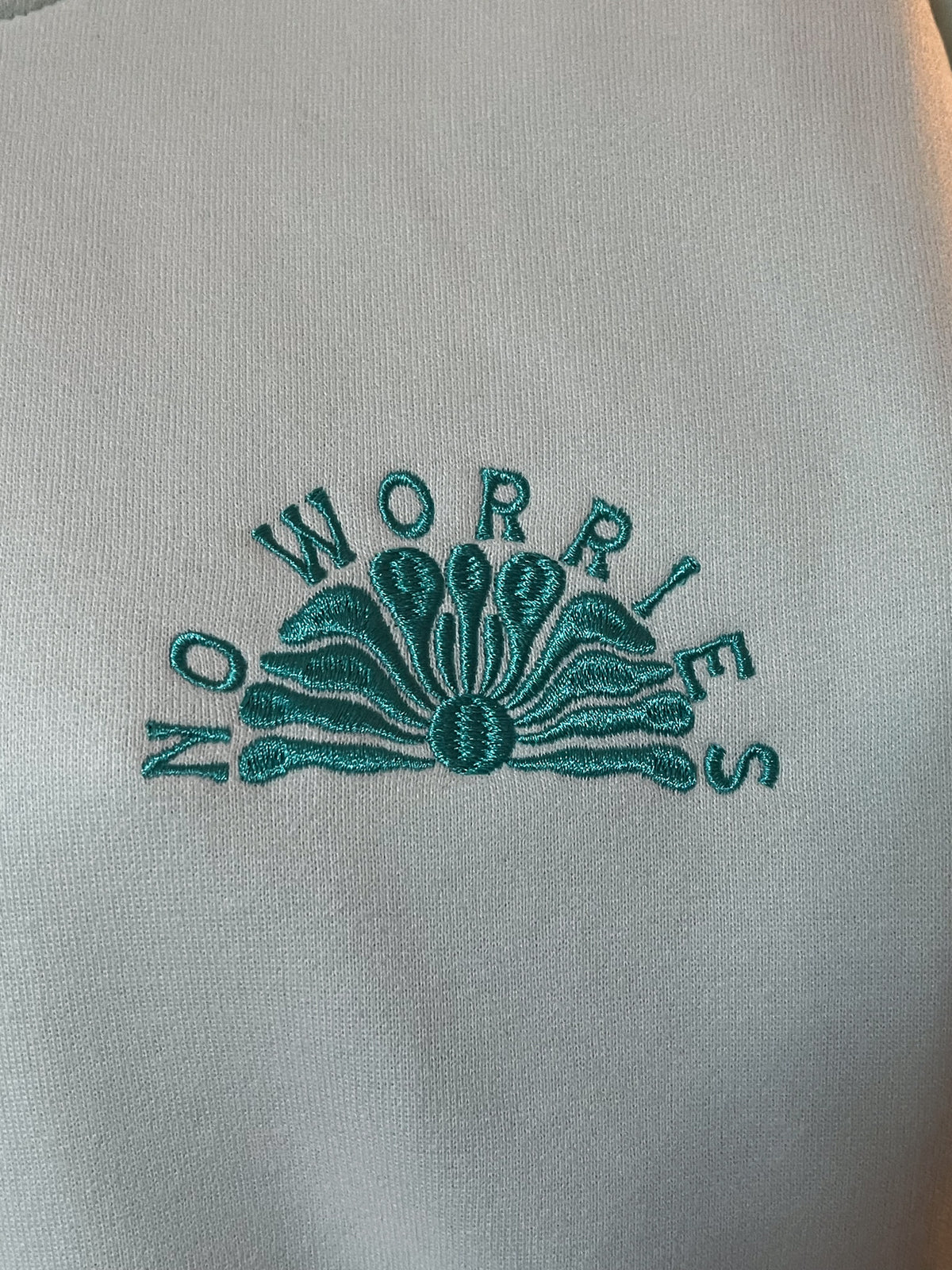Adults Embroidered Turtle Hoodie-Mint
