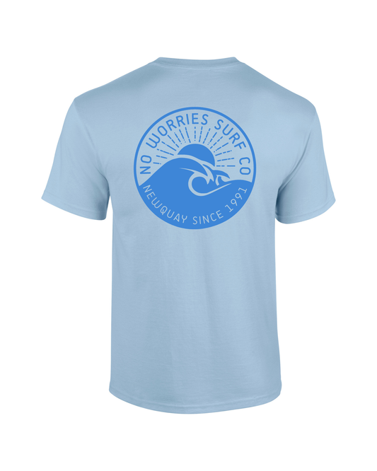 Adults Wave T-Shirt - Sky Blue