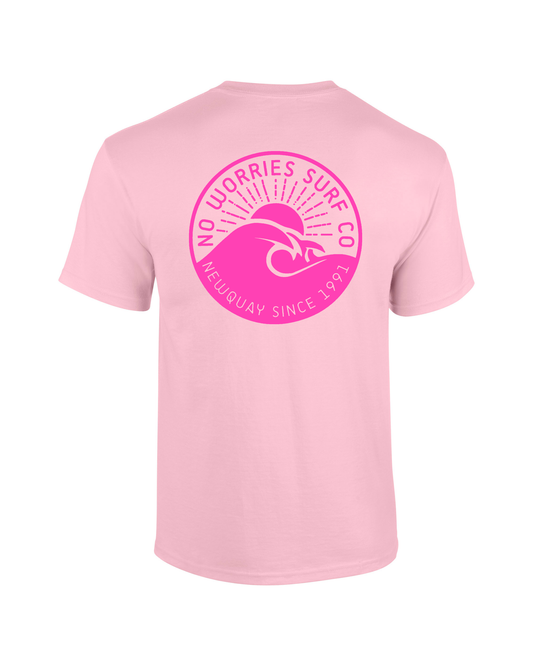 Adults Wave T-Shirt - Baby Pink