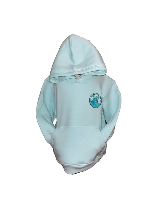 Kids Embroidered Wave Hoodie-Mint