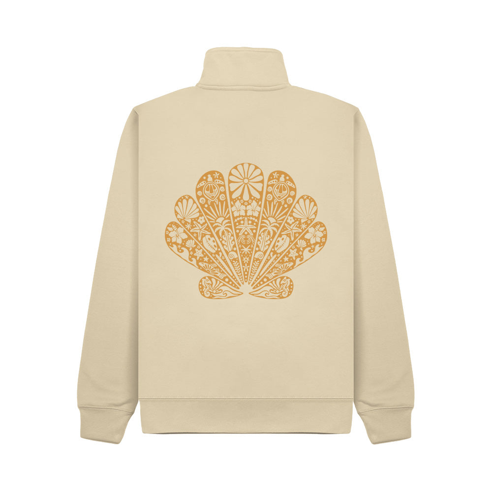 Premium Quarter Zip Clam Sweatshirt - Ivory