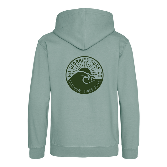 Kids Wave Hoodie - Dusty Green