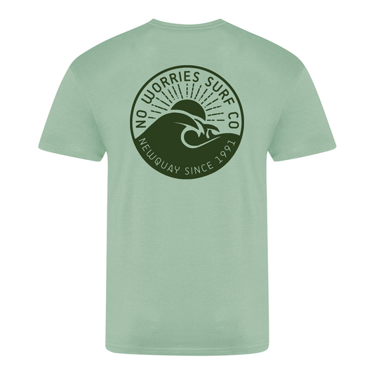 Adults Wave T-Shirt - Dusty Green