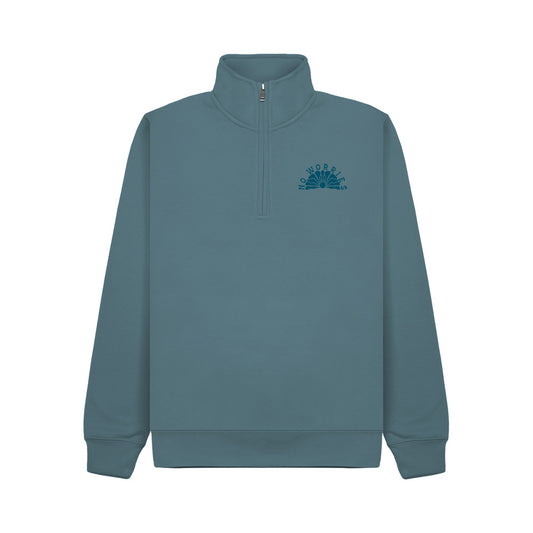 Premium Quarter Zip Clam Sweatshirt - Ocean Blue