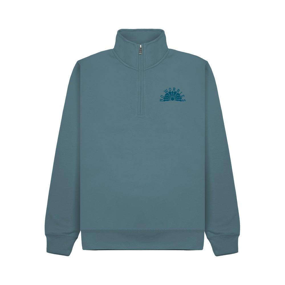 Premium Quarter Zip Surf Shop Sweatshirt - Ocean Blue