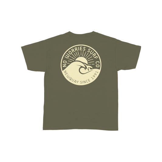 Kids Wave T-Shirt - Olive Green
