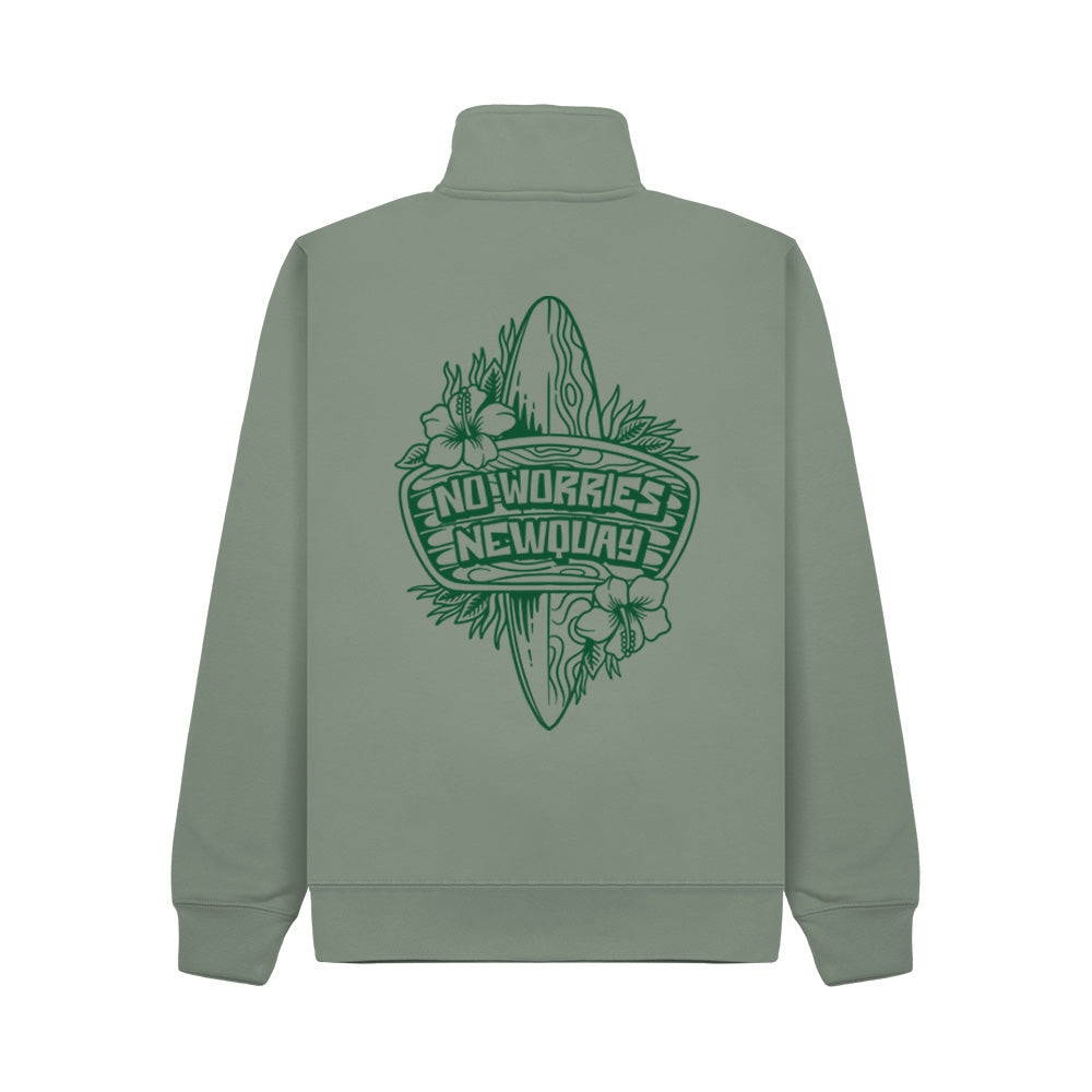 Premium Quarter Zip Surf Shop Sweatshirt - Sage