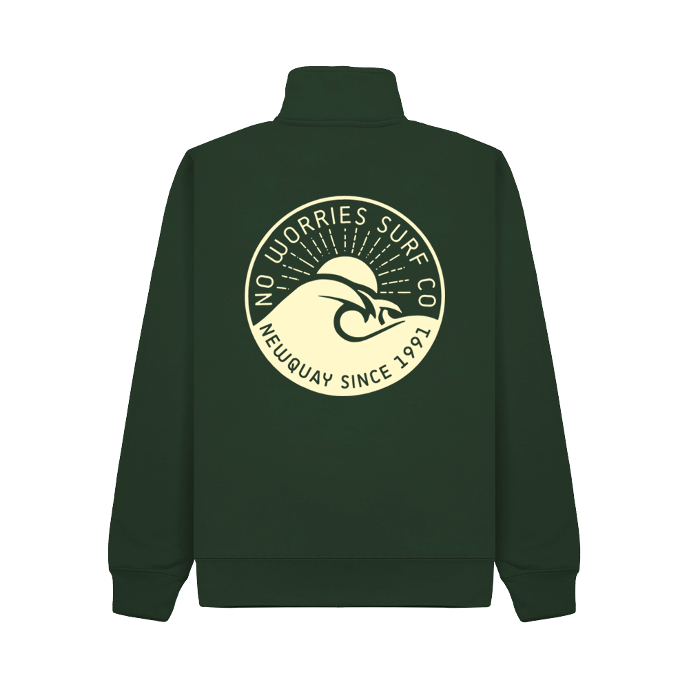 Premium Quarter Zip Wave Sweatshirt - Bottle Green