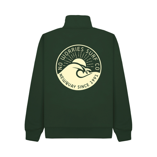 Premium Quarter Zip Wave Sweatshirt - Bottle Green