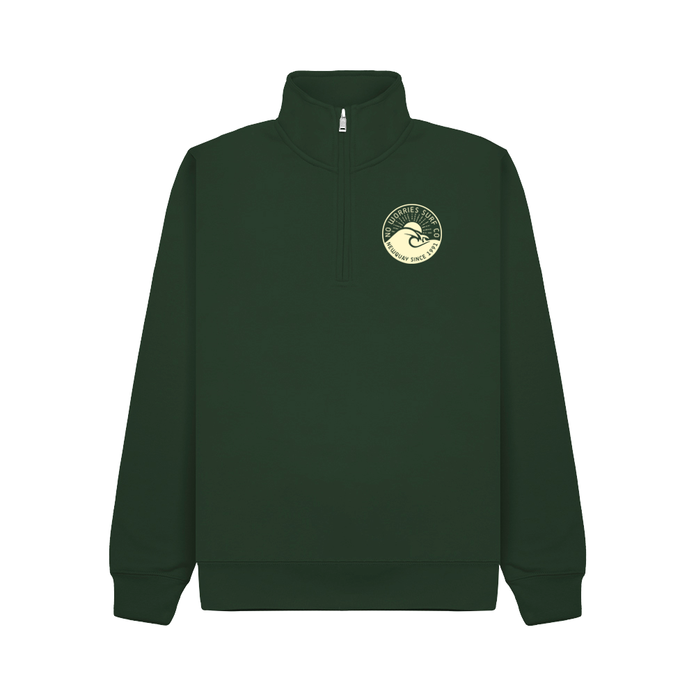 Premium Quarter Zip Wave Sweatshirt - Bottle Green