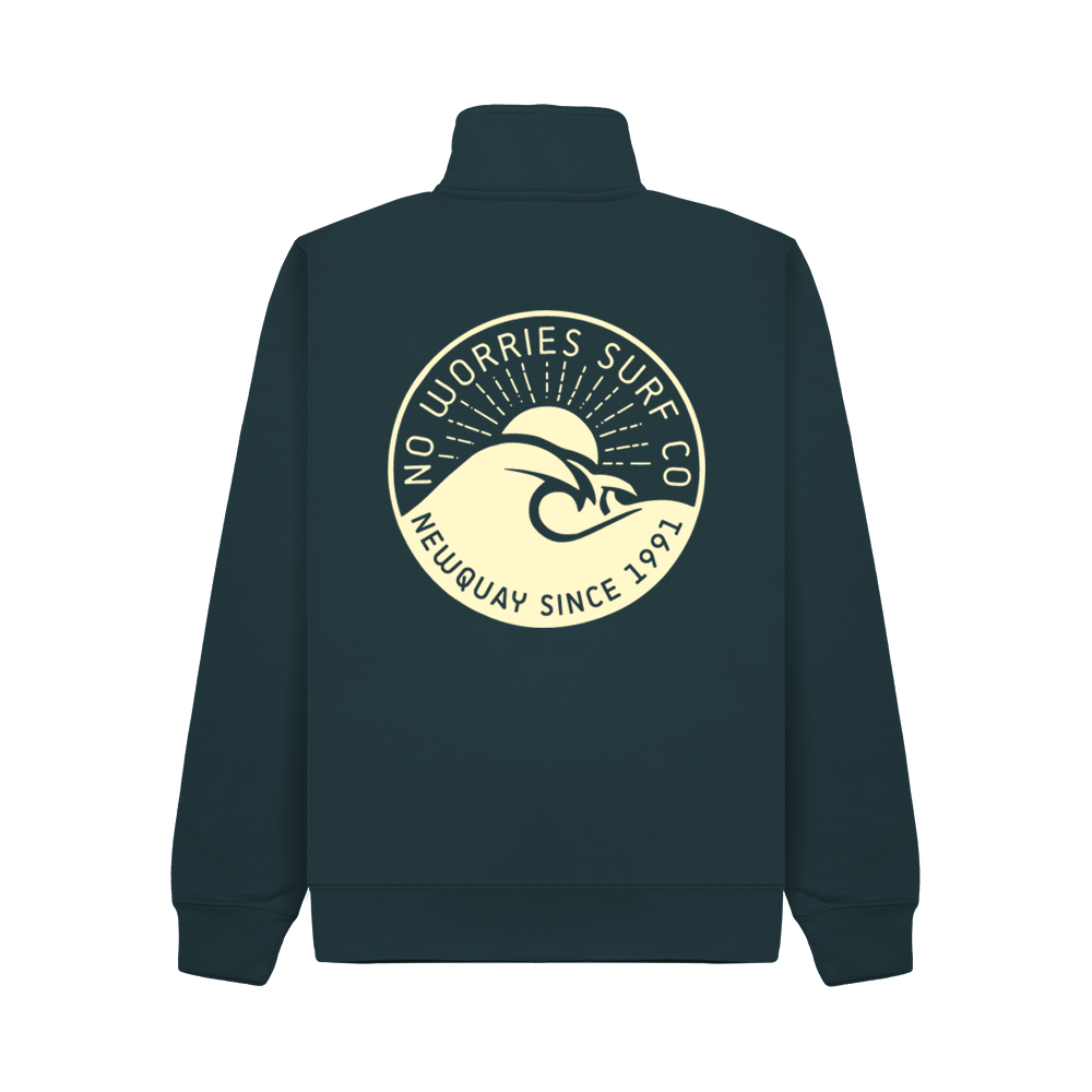 Premium Quarter Zip Wave Sweatshirt - Deep Sea Blue