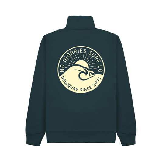 Premium Quarter Zip Wave Sweatshirt - Deep Sea Blue