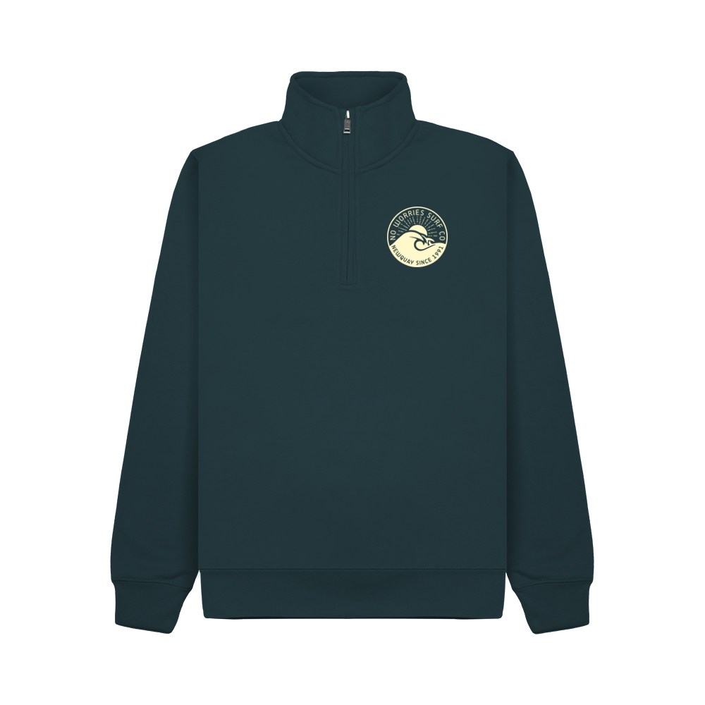 Premium Quarter Zip Wave Sweatshirt - Deep Sea Blue