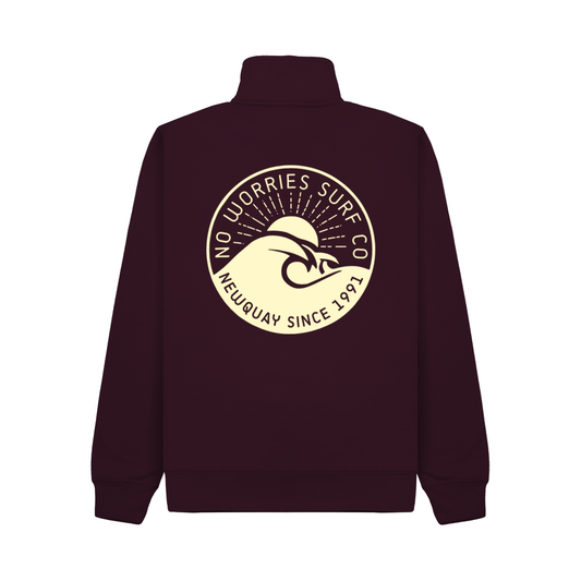 Premium Quarter Zip Wave Sweatshirt - Maroon