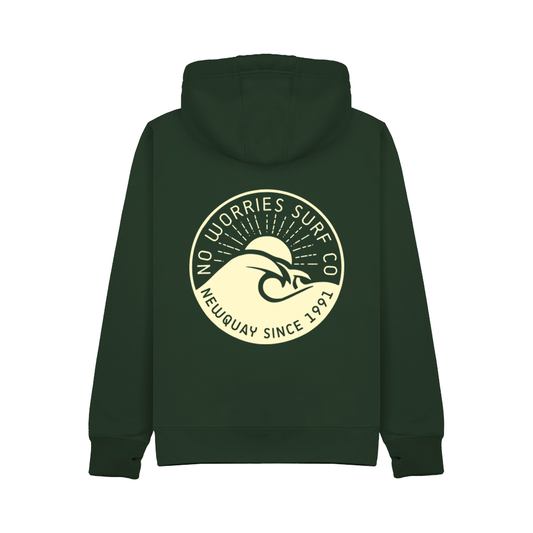 Ultra Premium Zip Up Wave Hoodie - Bottle Green
