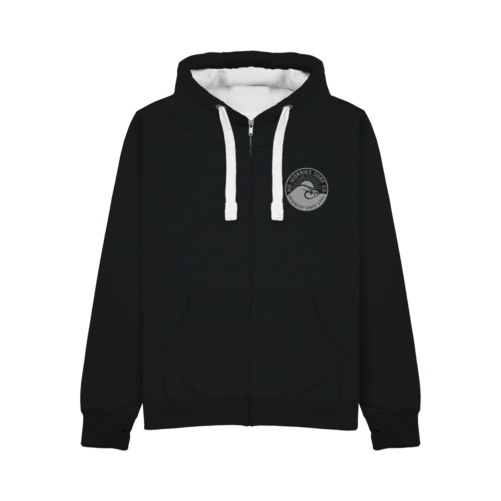 Ultra Premium Zip Up Wave Hoodie - Black