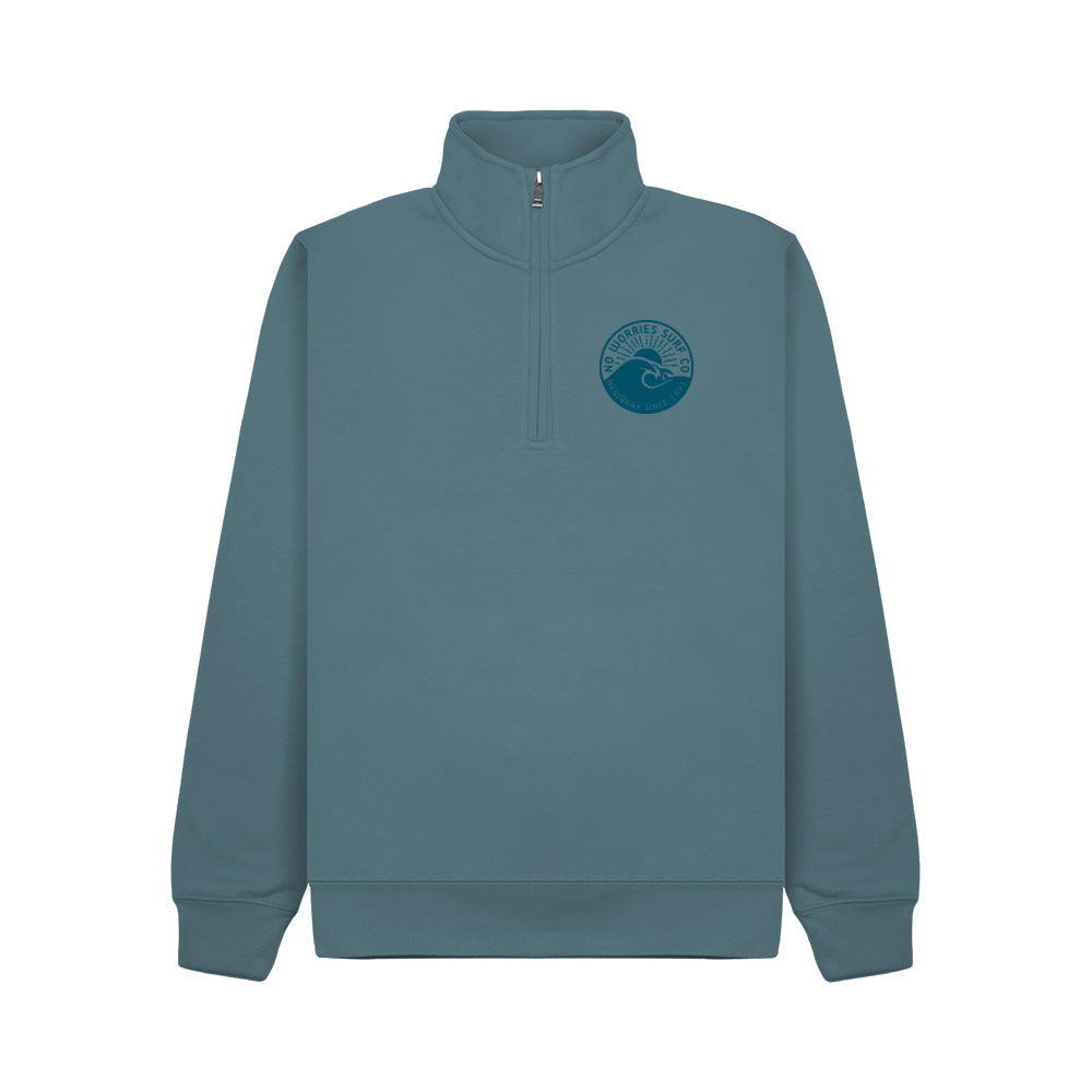 Premium Quarter Zip Wave Sweatshirt - Ocean Blue