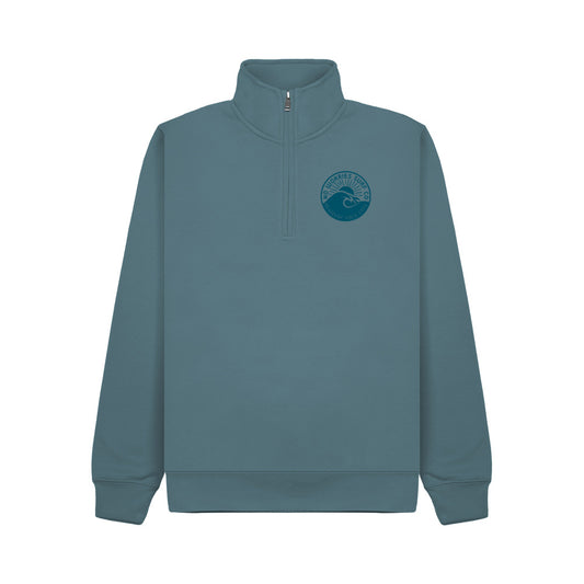 Premium Quarter Zip Wave Sweatshirt - Ocean Blue