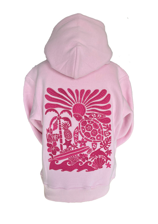 Kids Embroidered Island Bay Hoodie-Baby Pink