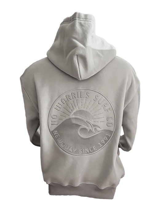 Adults Embroidered Wave Hoodie-Grey