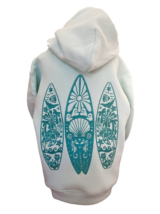 Kids Embroidered Shellscape Hoodie-Mint