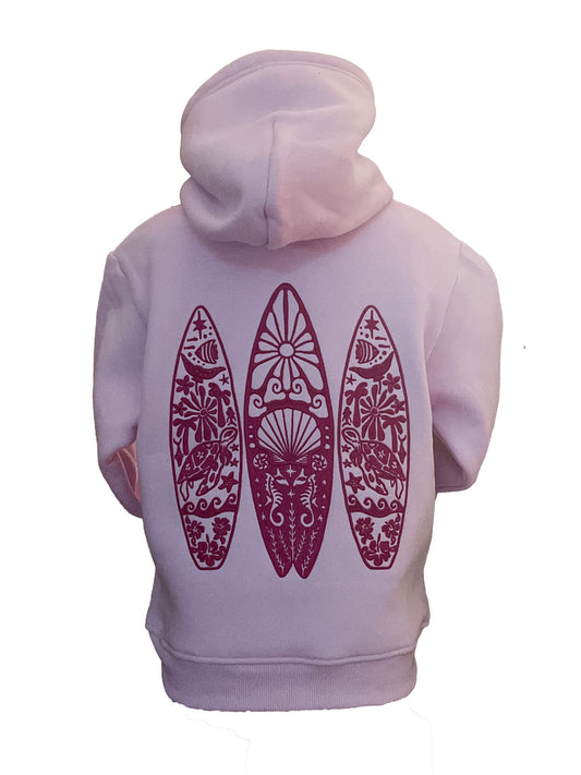 Kids Embroidered Shellscape Hoodie-Baby Pink