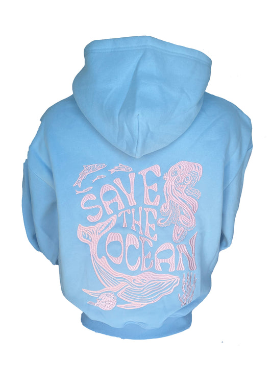 Adults Embroidered Save the Ocean Hoodie