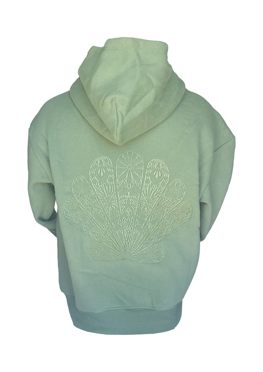 Adults Embroidered Clam Hoodie-Sage