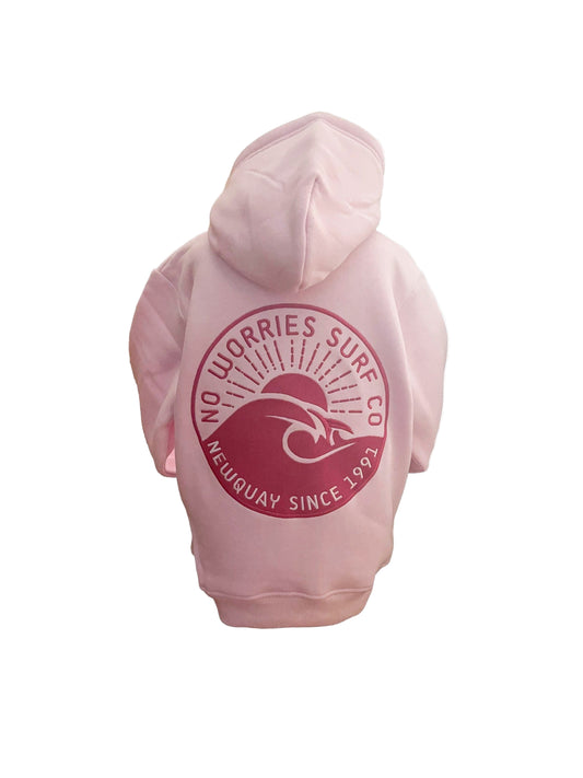 Kids Embroidered Wave Hoodie-Baby Pink