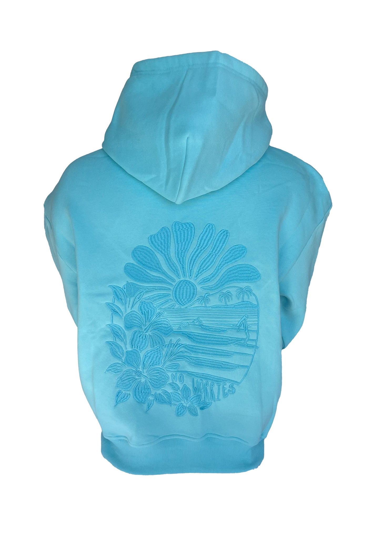 Adults Embroidered Tides Hoodie-Aqua