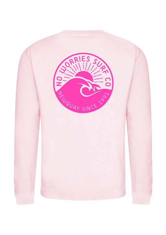 Adults Wave Sweatshirt-Baby Pink