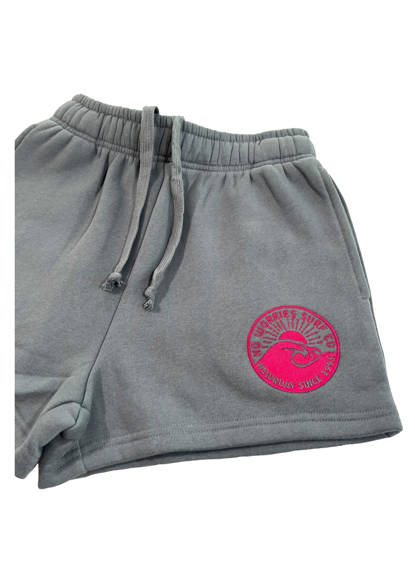 Adults Embroidered Wave Shorts-Grey