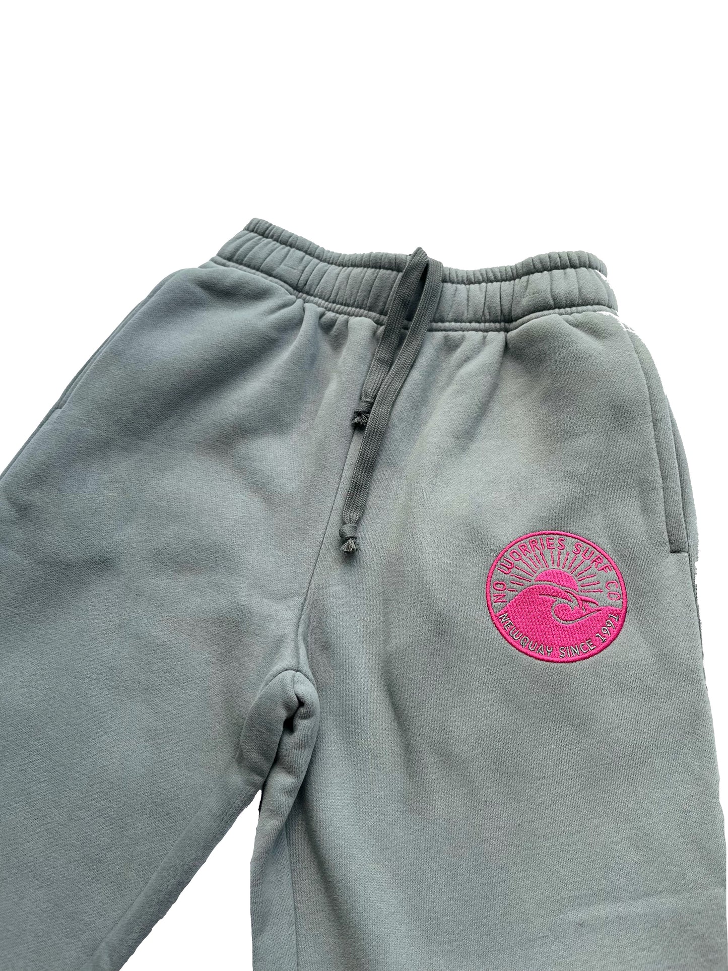 Adults Embroidered Wave Joggers-Grey