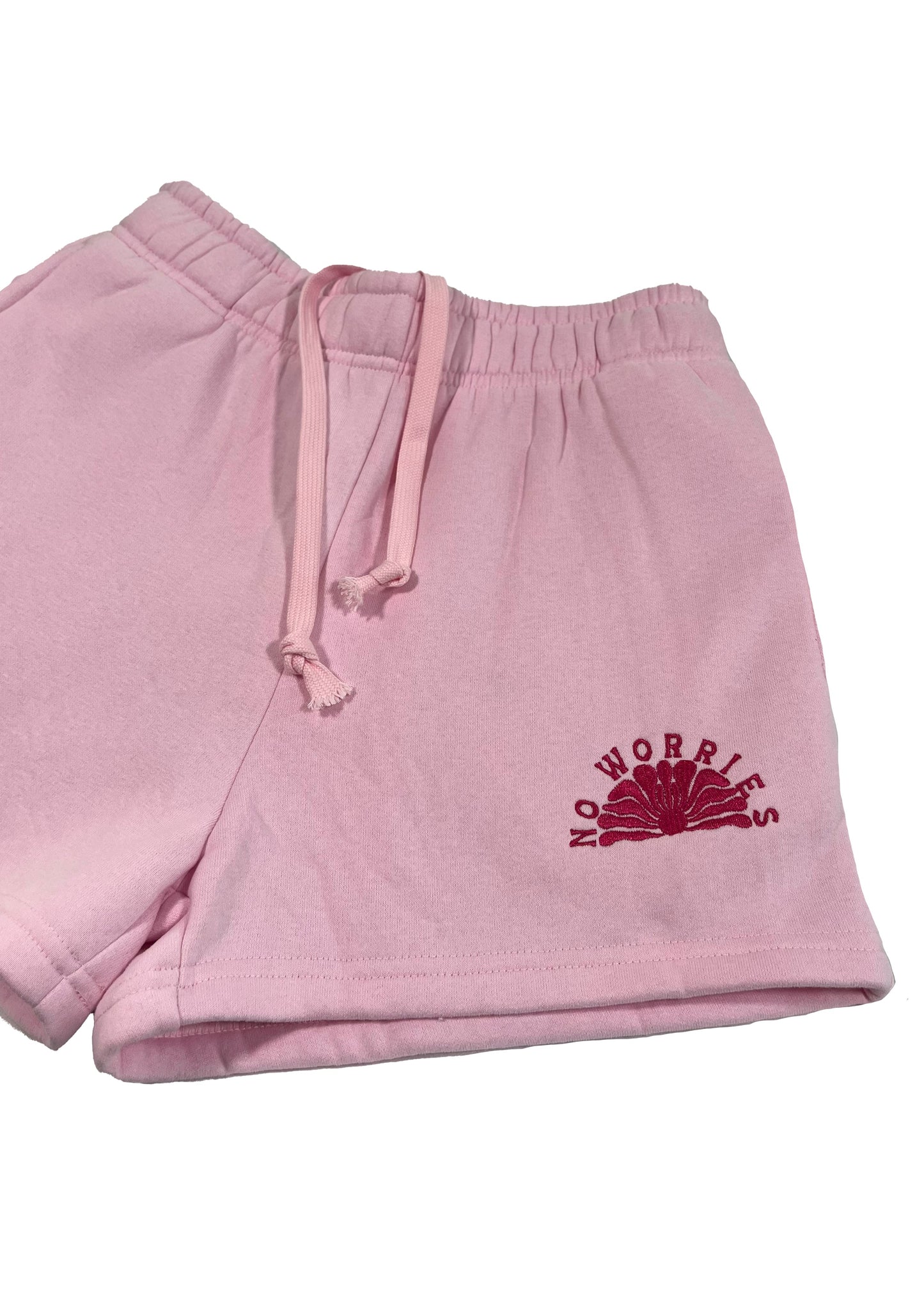 Adults Embroidered Coastline Shorts-Baby Pink