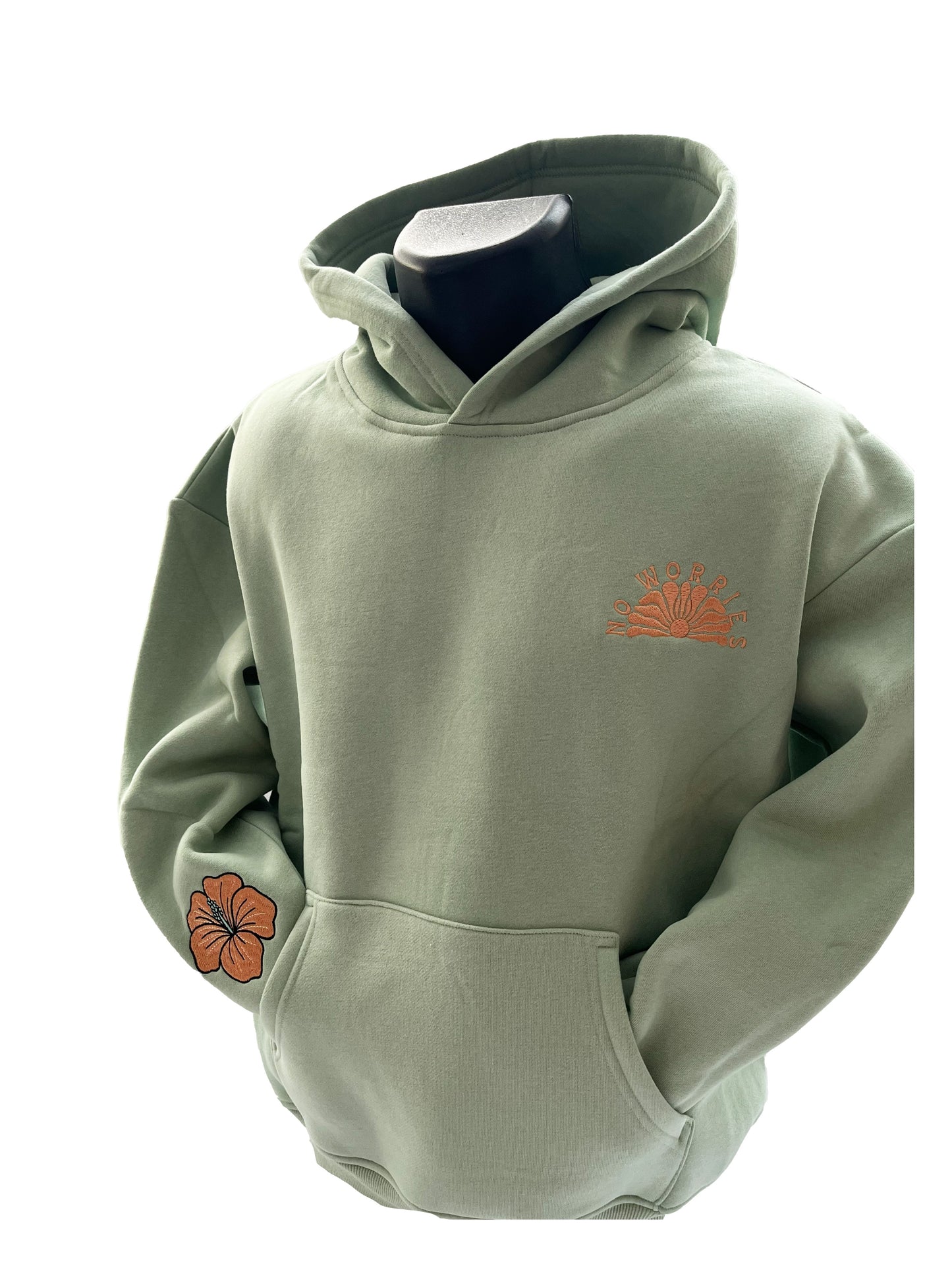 Adults Embroidered Sea Green Hoodie