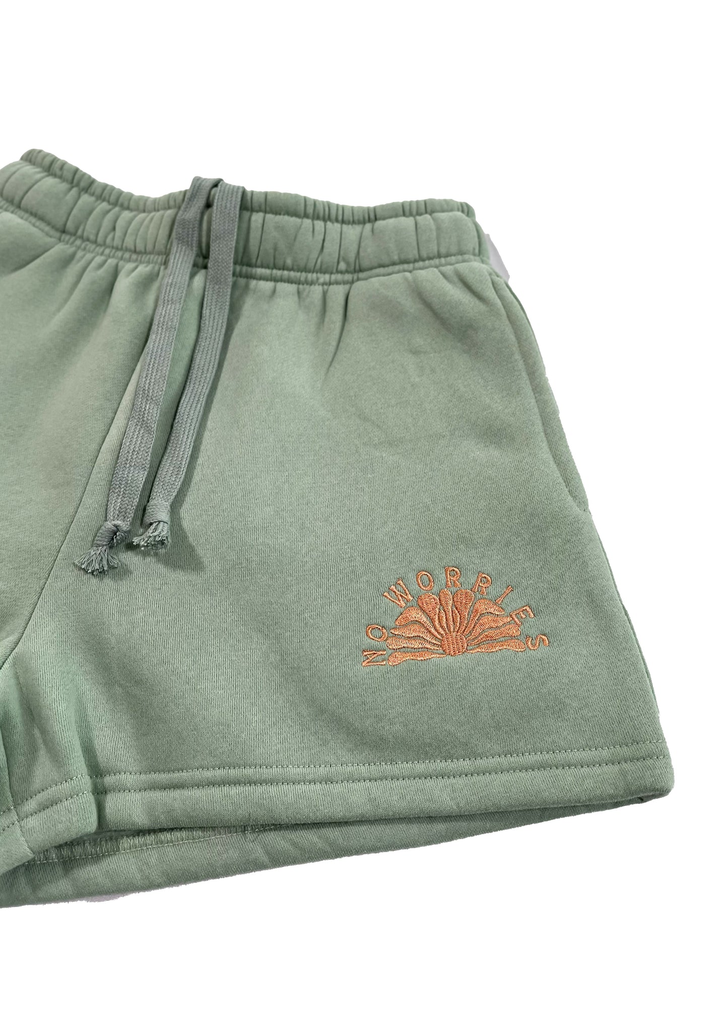 Adults Embroidered Coastline Shorts-Sage