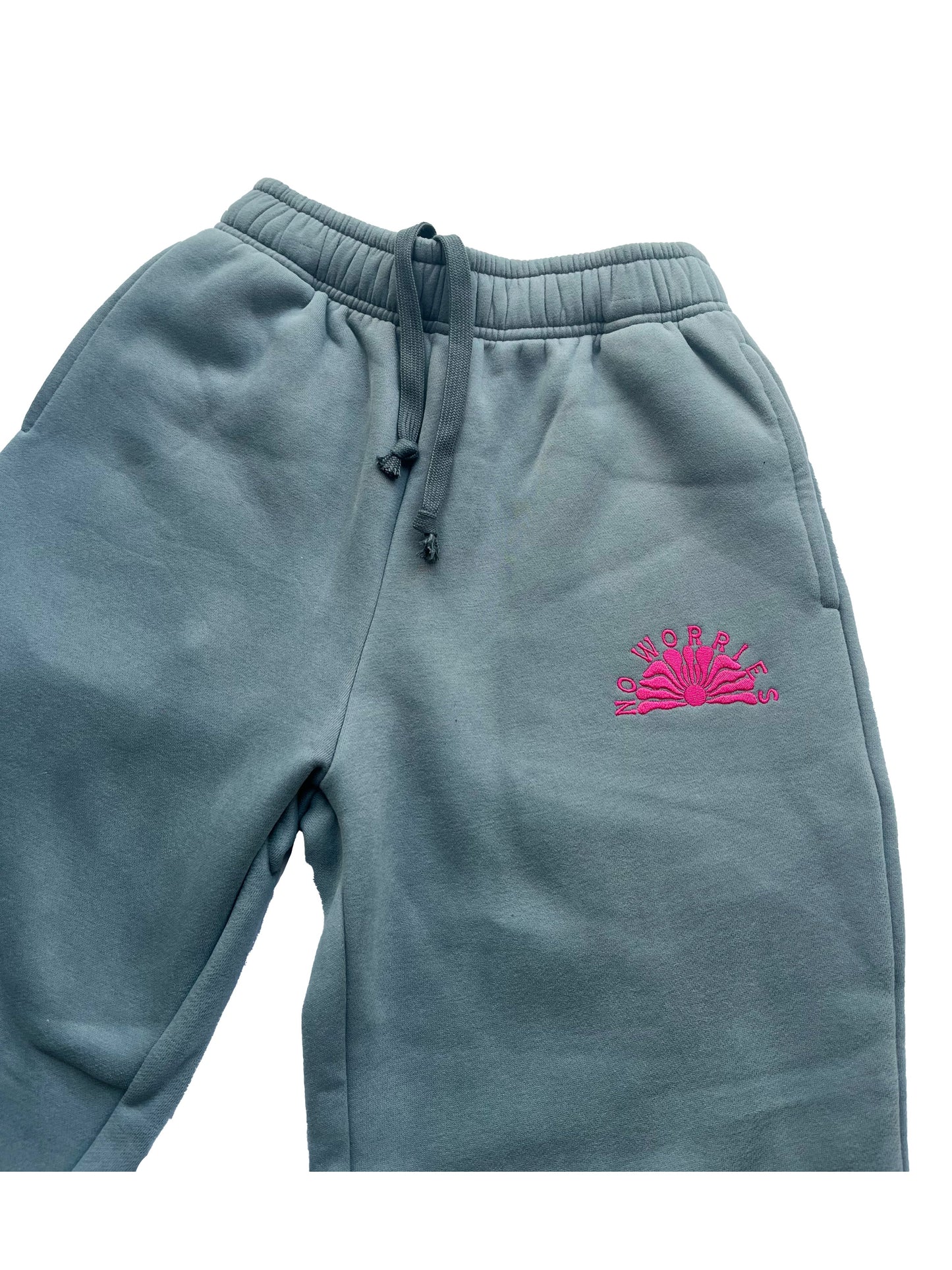 Adults Embroidered Coastline Joggers-Grey/Fuchsia