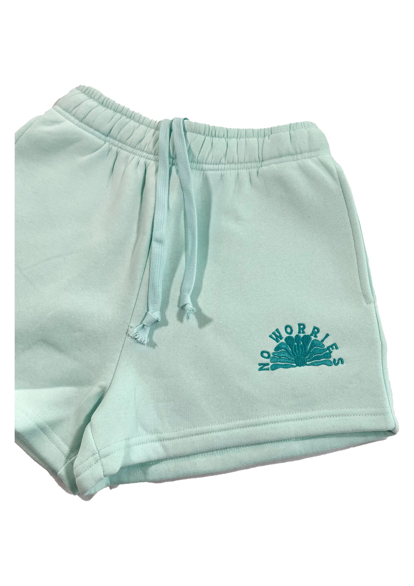 Adults Embroidered Coastline Shorts-Mint