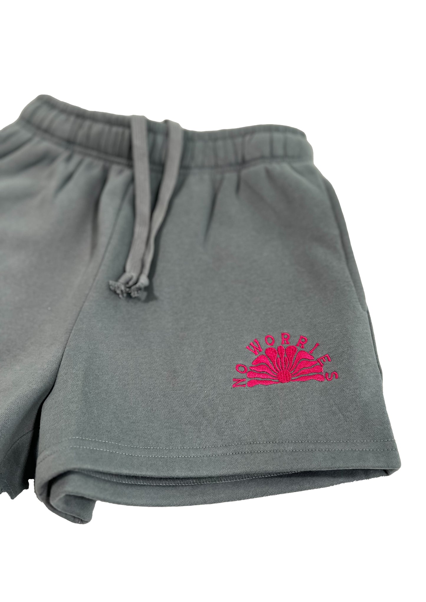 Adults Embroidered Coastline Shorts-Grey