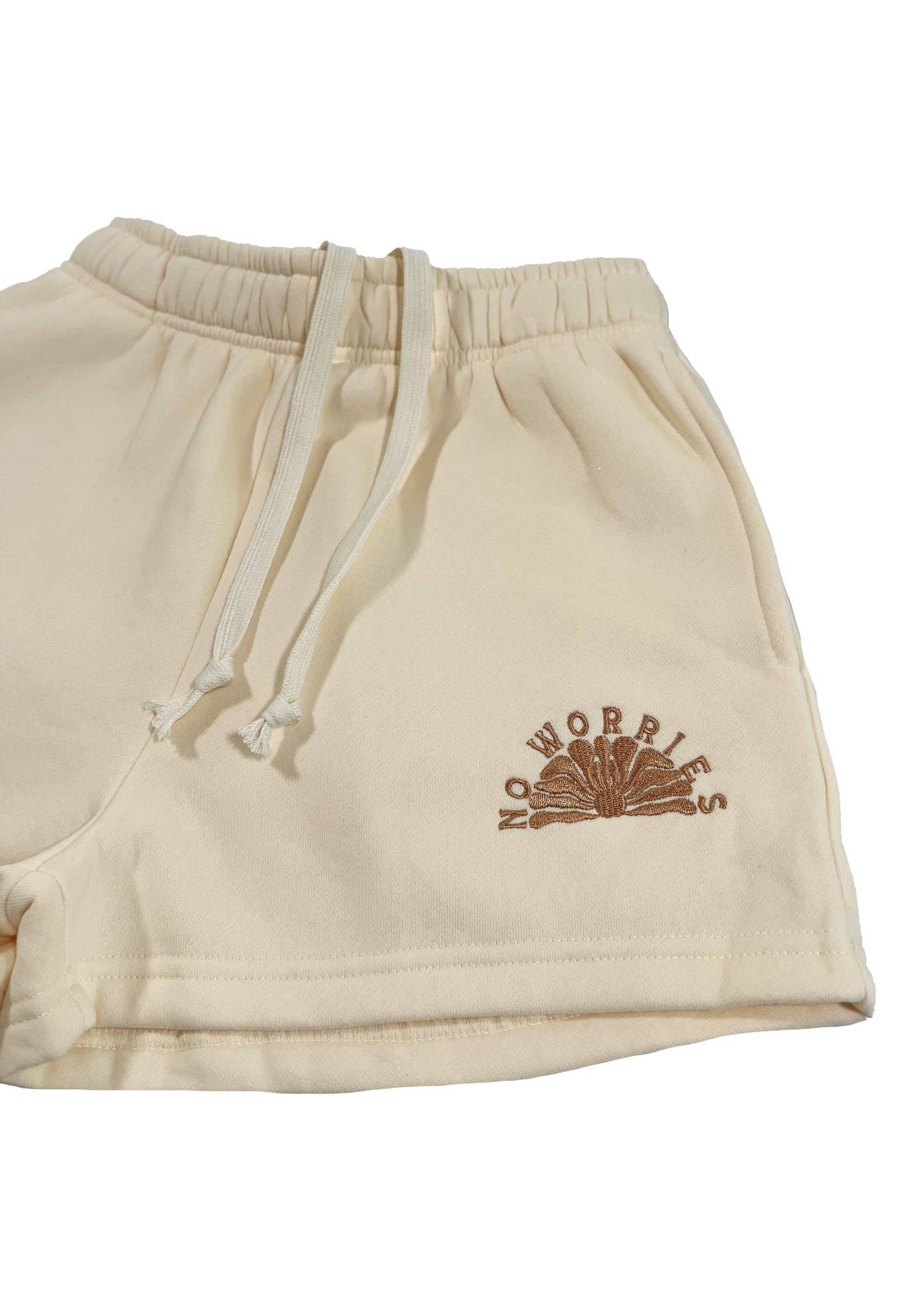 Adults Embroidered Coastline Shorts-Vanilla
