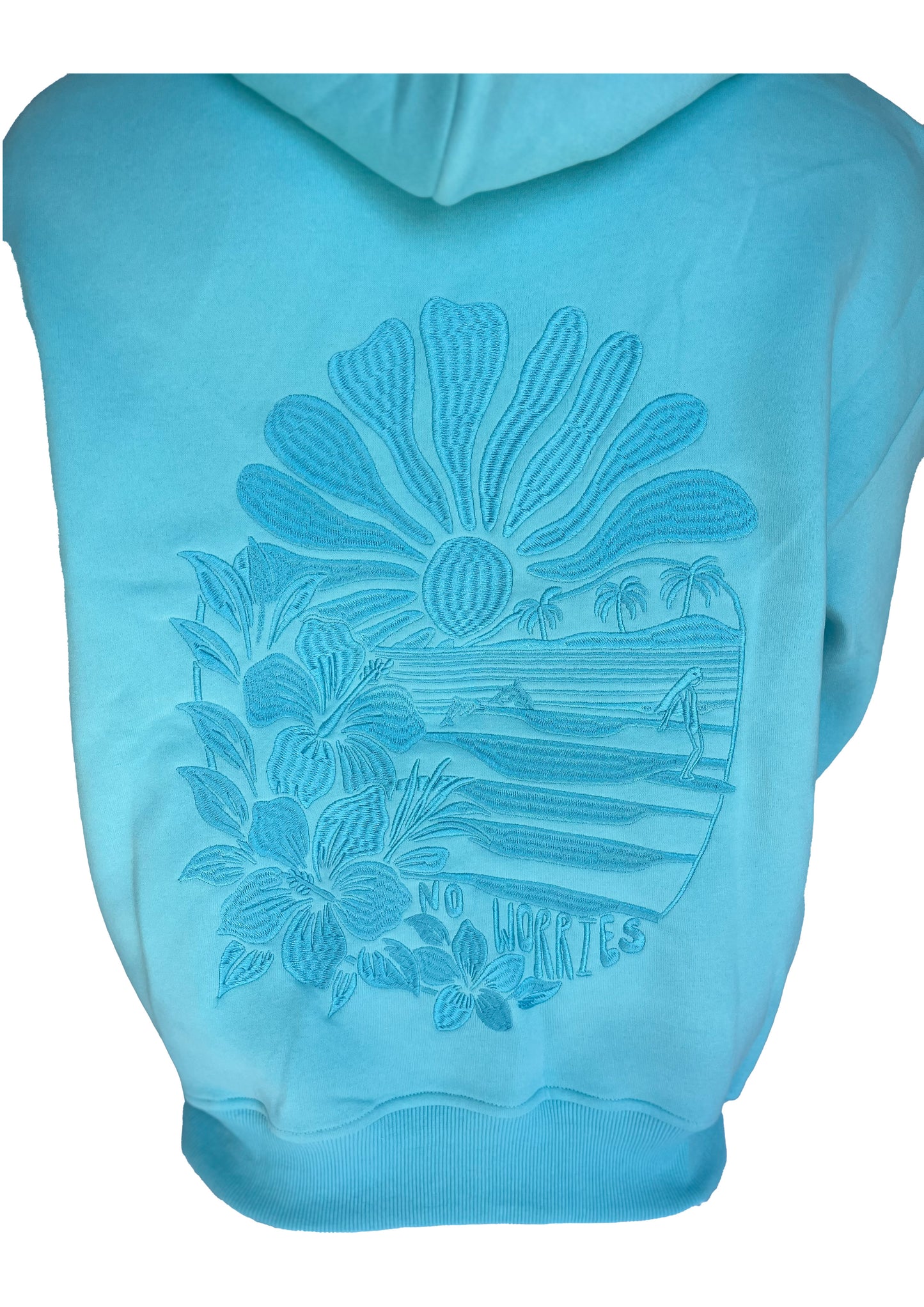 Adults Embroidered Tides Hoodie-Aqua