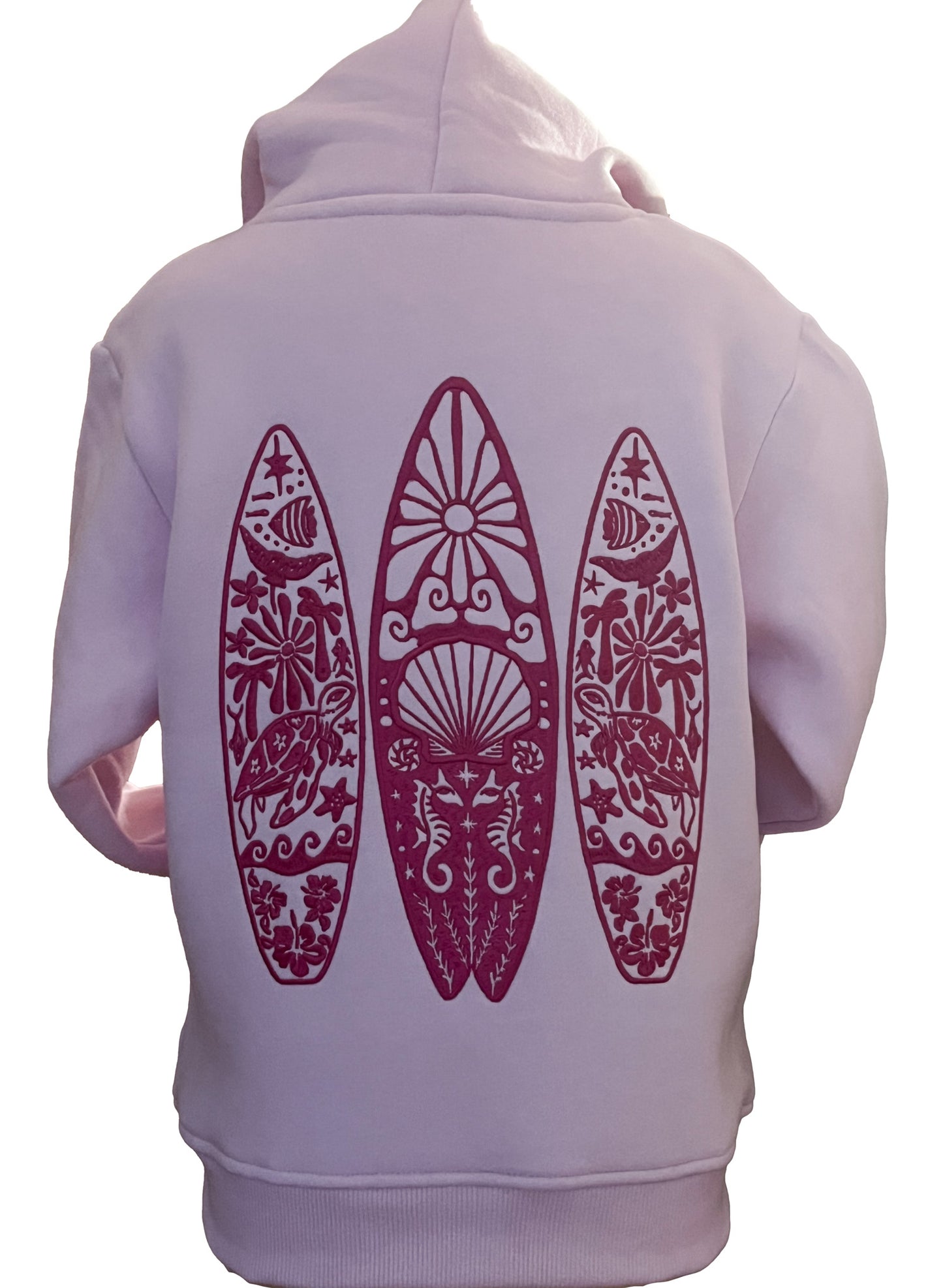 Kids Embroidered Shellscape Hoodie-Baby Pink