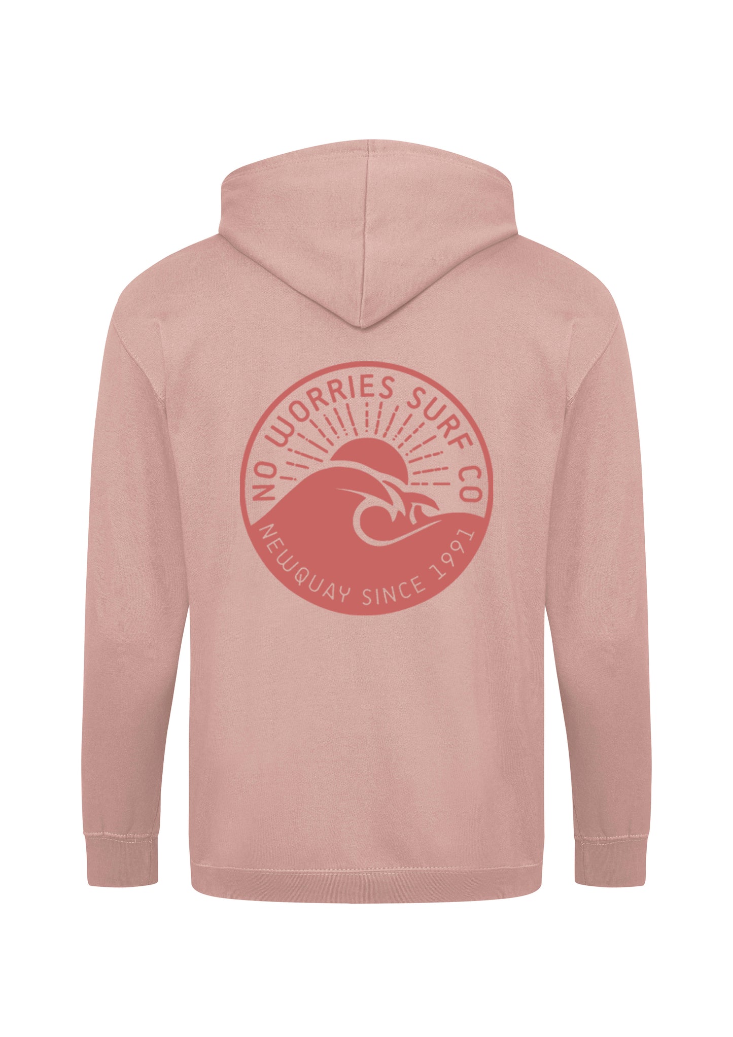 Adults Zip-Up Wave Hoodie-Dusty Pink