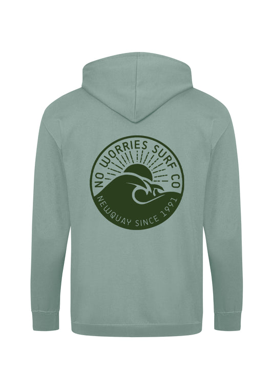 Adults Zip-Up Wave Hoodie-Dusty Green